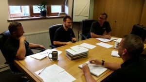 Greg in a meeting with the Gowercroft Window Design Team in the board room