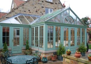 Large wooden conservatory made from accoya wood