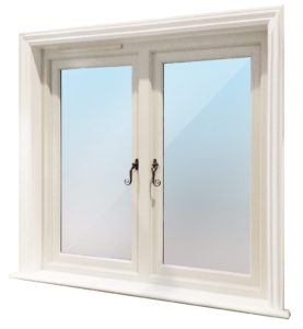 wooden casement window with ironmongery