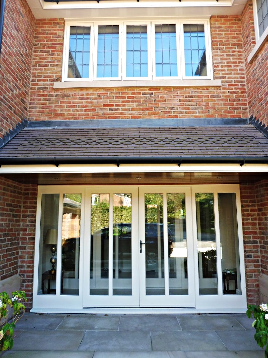 Hardwick casement windows 5 five panel lead painted strutt yellow Melbourne french doors side lights attached top bottom rails brick building