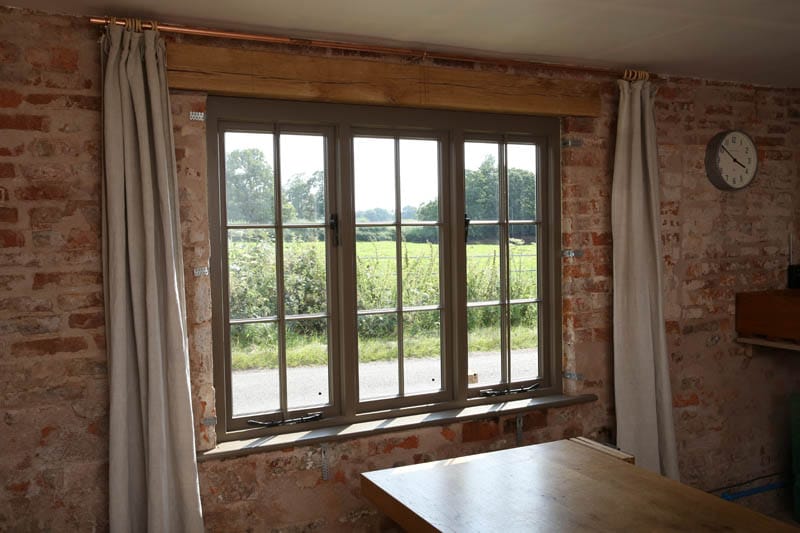 Internal view of the heritage casement windows at Colliers Oak Farm near Fillongley