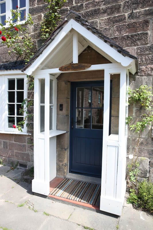 Melbourne hardwood door from the Gowercroft range painted Stiffkey Blue and fitted to the Smithy Cottage in Whatstandwell.