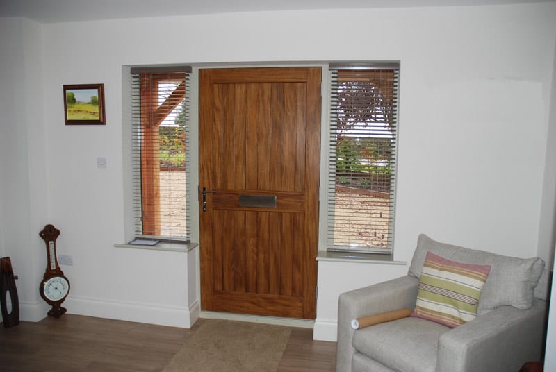 Melbourne accoya door with hardwick casement winglights Oak stained in Walnut finish from inside