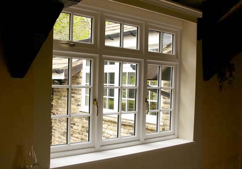 Inside shot of Hardwick flush casement timber window installed in a traditional derbyshire home