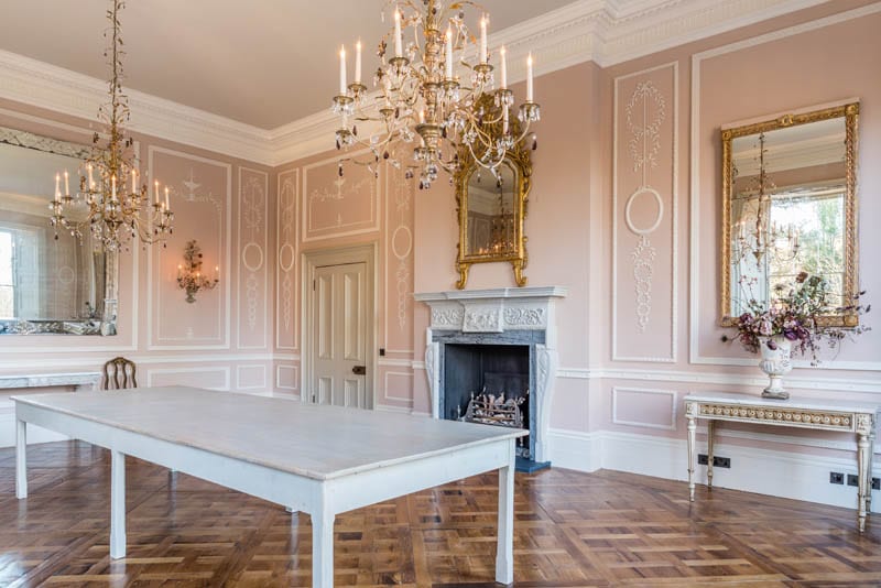 A sumptuous dining room in Templeton house showing the extensive renovation work