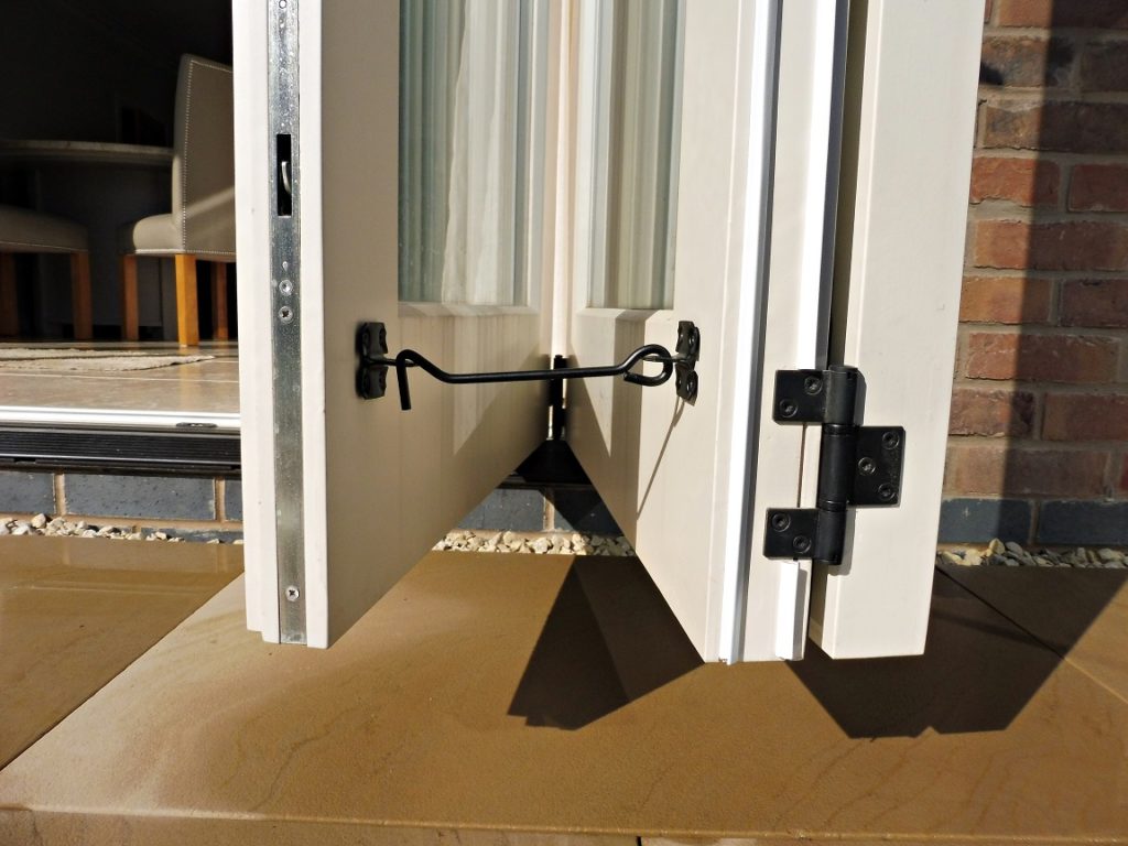 Detail of bifolding doors when open