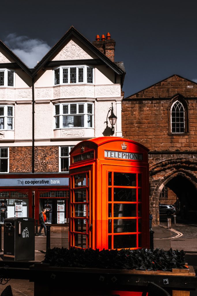 Windows for listed buildings in a registered high street with a phone box